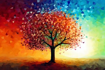 Multicolour tree in autumn