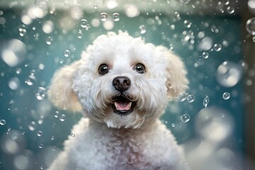 Bichon frise Dog gets hair cut at Pet Spa Grooming Salon. Generated ai Generative AI