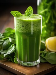 cold-pressed juice with leafy greens, generative ai