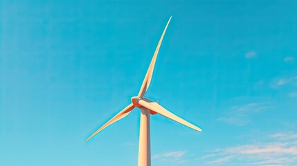 wind turbine against a clear blue sky, generative ai