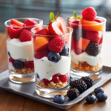 fresh fruit and yogurt parfaits, generative ai