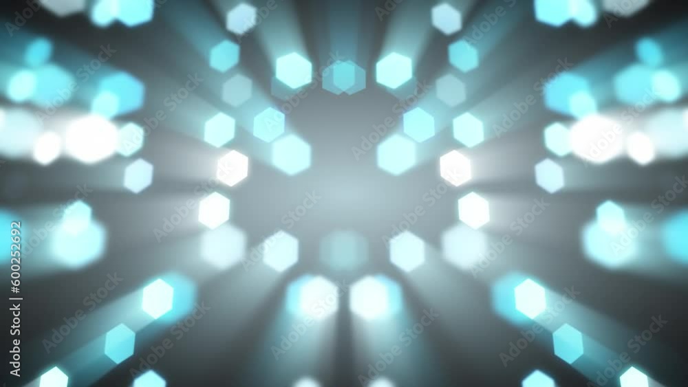 Poster glowing hexagon shape pattern loop motion lights animation background.