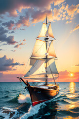 Fototapeta premium Sailing ship illustration