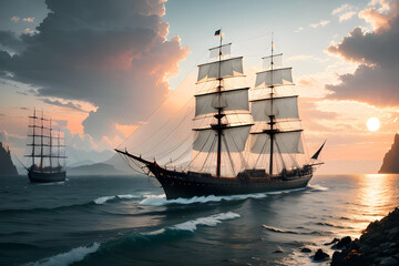 Obraz premium Sailing ship illustration