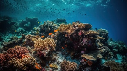 Fototapeta na wymiar Colorful coral reef AI generated