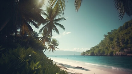 Palm Trees on the Beach Generative Ai Landscape