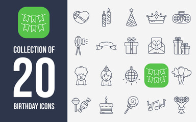 Collection of 20 Birthday Icons