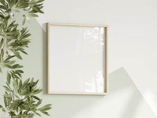 square frame on the white and green wall, boy room interior frame mockup, print mockup, baby room mockup, kids room mockup, nursery interior frame mockup, gallery wall mockup, 3d render