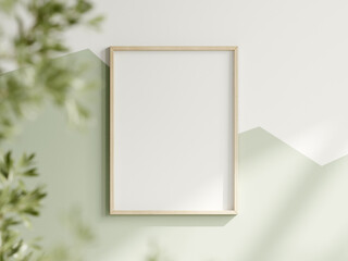 vertical frame on the white and green wall, boy room interior frame mockup, print mockup, baby room mockup, kids room mockup, nursery interior frame mockup, gallery wall mockup, 3d render - obrazy, fototapety, plakaty
