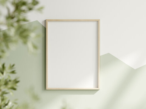 vertical frame on the white and green wall, boy room interior frame mockup, print mockup, baby room mockup, kids room mockup, nursery interior frame mockup, gallery wall mockup, 3d render