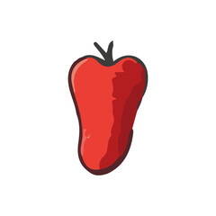 Pepper vector illustration drawn in watercolor in cartoon style.