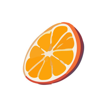 Vector illustration of an orange drawn in watercolor in a cartoon style.