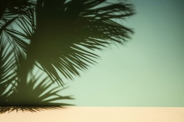 Fototapeta premium palm branch shadow on the wall- Ai