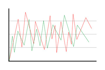 Statistic, economic, financial graph with lines. Example of graphic data chart. Price or exchange rate movements empty template. Vector illustration