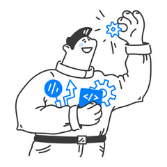 Businessman working on data management