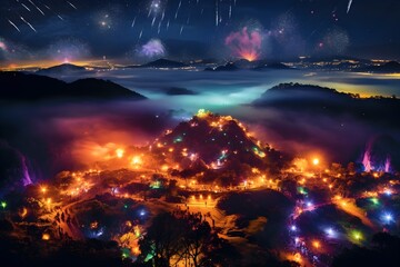 Obraz na płótnie Canvas night island lights landscape