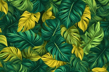 Fototapeta na wymiar yellow and green leaves background