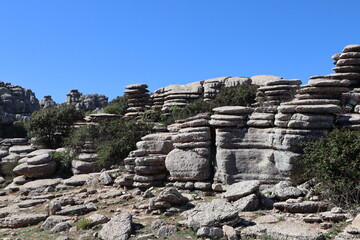 Fototapeta na wymiar Stone formations (Karst) in the Torcal de Antequera