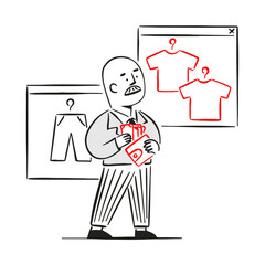 Man choosing clothes online