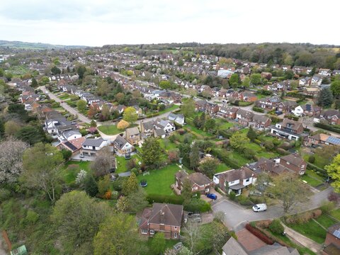 Berkhamsted town Hertfordshire, UK drone aerial view