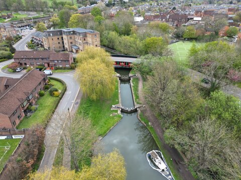 Berkhamsted town Hertfordshire, UK drone aerial view