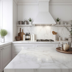 Fototapeta na wymiar White neutral aesthetic kitchen with kitchen ornaments