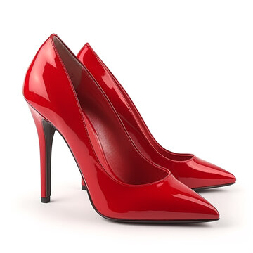 Front view of designer red stiletto heels 