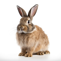 Cute and fluffy bunny rabbit on a white background 