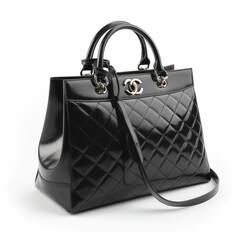 Luxurious black leather handbag 