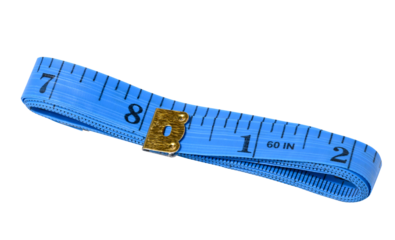 Blue centimeter on a white isolated background, measuring device