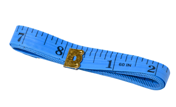 Blue centimeter on a white isolated background, measuring device