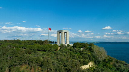 Martyrs Monument, representative cemeteries drone shot. Cemetery of Turkish and Ottoman soldiers....