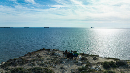 windmill. Windmills built by the sea.