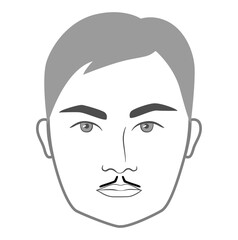 Painter's Brush mustache Beard style men face illustration Facial hair. Vector grey black portrait male Fashion template flat barber set. Stylish hairstyle isolated outline on white background.