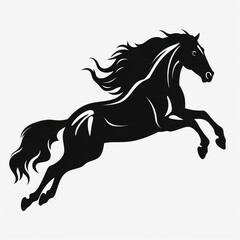 A silhouette of a horse jumping in the air. Generative AI.