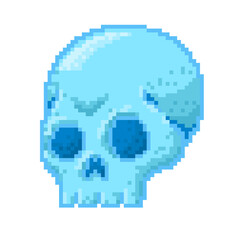 illustration of a skull in pixel art.can be used as a sticker and decoration