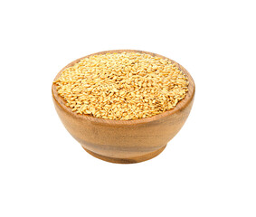 Golden flax seed bowl on    transparent png