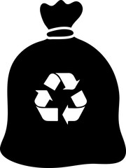 Recyclable Garbage Bag with recycling symbol Vector Design Icon. packages for glass and paper, metal, and organic rubbish. Separate waste for recycling, trash utilization, and secondary use.  