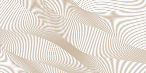 Luxury golden lines on a beige background. Premium background design with line wave flow pattern. Striped wave flow template of soft and lovely feeling. banners, invitations, and other digital designs