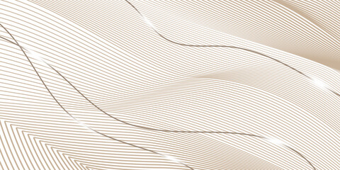 Luxury golden lines on a beige background. Premium background design with line wave flow pattern. Striped wave flow template of soft and lovely feeling. banners, invitations, and other digital designs
