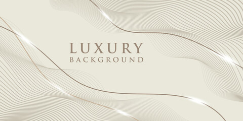 Luxury golden lines on a beige background. Premium background design with line wave flow pattern. Striped wave flow template of soft and lovely feeling. banners, invitations, and other digital designs
