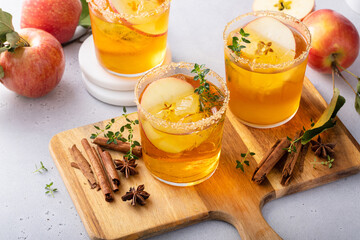 Apple cider margarita with brown sugar and spices, fall cocktail idea