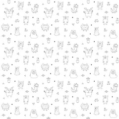Cute monsters seamless pattern. Cartoon monsters background. Vector illustration