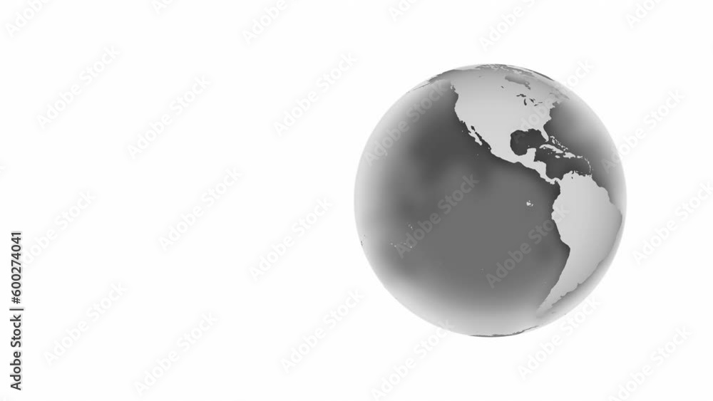 Aufkleber planet earth rotates on a white background with an alpha channel. 4k smooth loop animation.