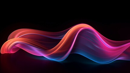 Neon curves on a dark background. Generative AI.