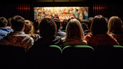Fototapeta premium group of friends gathered for a movie night generative ai