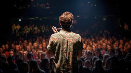 Fototapeta premium person attending a live comedy show or performance. generative ai