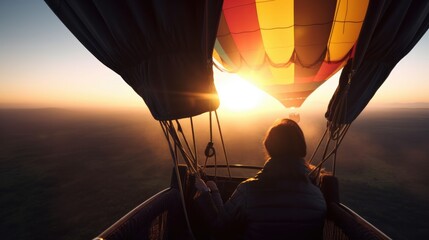 person enjoying a scenic hot air balloon ride generative ai