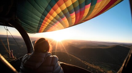 Obraz premium person enjoying a scenic hot air balloon ride generative ai