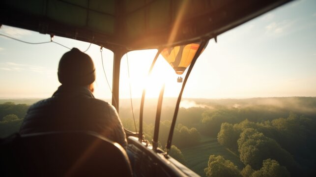person enjoying a scenic hot air balloon ride generative ai